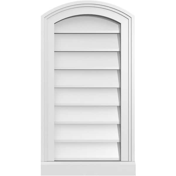 Ekena Millwork 14" x 26" Arch Top Surface Mount PVC Gable Vent: Functional with Brickmould Sill Frame