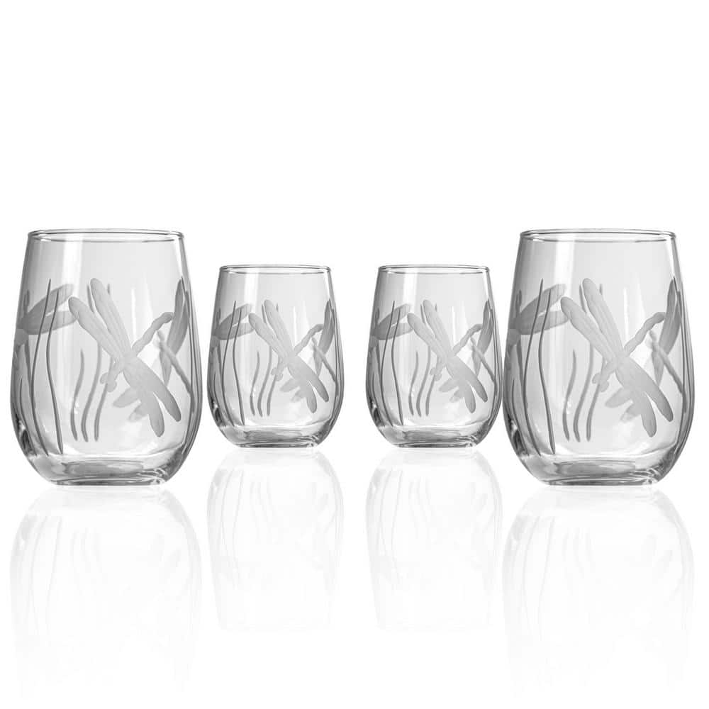 Dragonfly Gifts for Women - Stemless Wine Glass 2 Pc Set - 17 Oz –  OnTheRoxDrinks