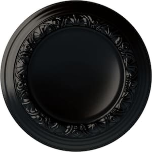 12-1/2" x 1-1/2" Carlsbad Urethane Ceiling Medallion (Fits Canopies upto 7-7/8"), Hand-Painted Jet Black