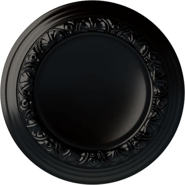 Ekena Millwork 12-1/2" x 1-1/2" Carlsbad Urethane Ceiling Medallion (Fits Canopies upto 7-7/8"), Hand-Painted Jet Black