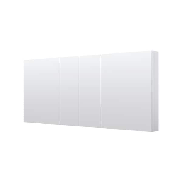 Peony 72 in. W x 30 in. H Rectangular Aluminum Medicine Cabinet with Mirror Combo, Reversible Door, Tri-View, Soft Close