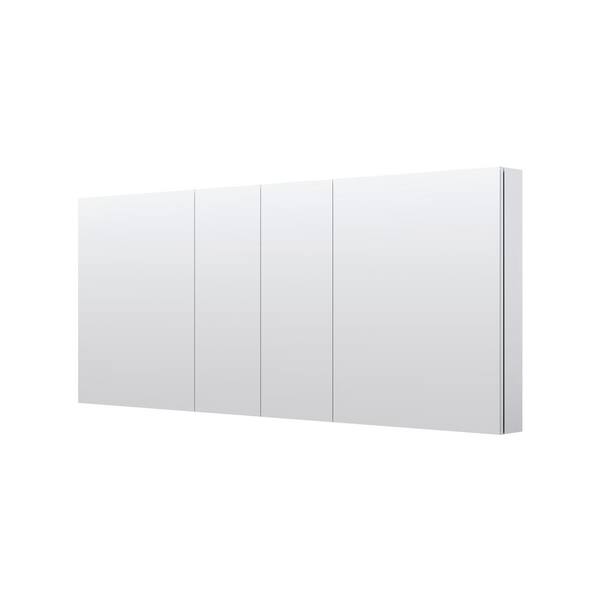 ROSA 72 in. W x 30 in. H Rectangular Aluminum Medicine Cabinet with Mirror Combo, Reversible Door, Tri-View, Soft Close