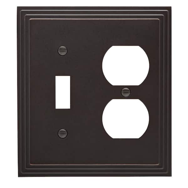 Amerelle Tiered 2 Gang 1 Toggle And Duplex Metal Wall Plate Aged Bronze 84tdvb - Elumina Wall Plate Aged Bronze