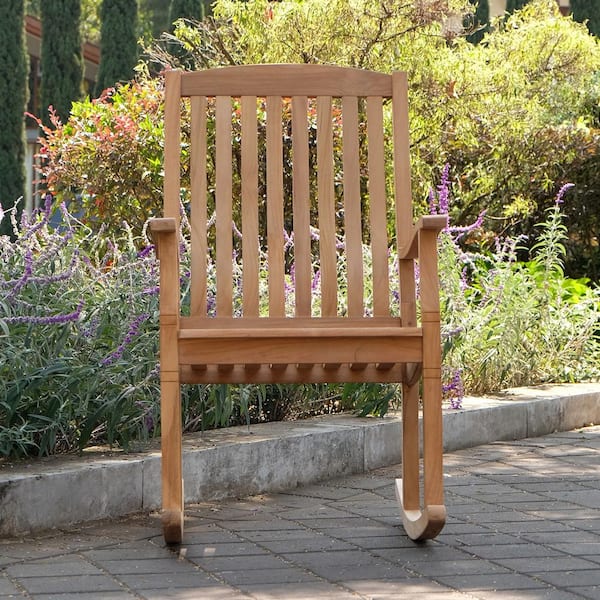 cambridge casual heaton teak wood outdoor loveseat rocking chair