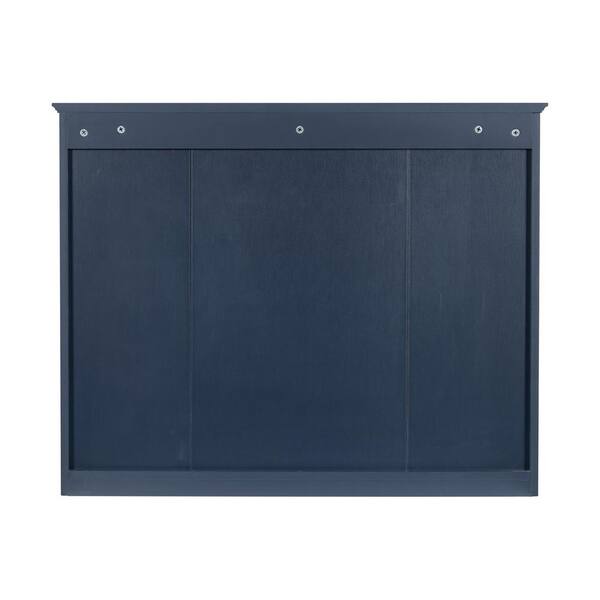 WELLFOR 35 in. W x 27.5 in. H MDF Rectangular Wall Medicine Cabinet with Mirror in Blue
