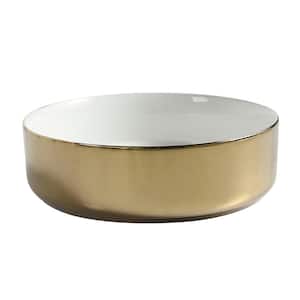 Golden White Ceramic Round Art Bathroom Vessel Sink