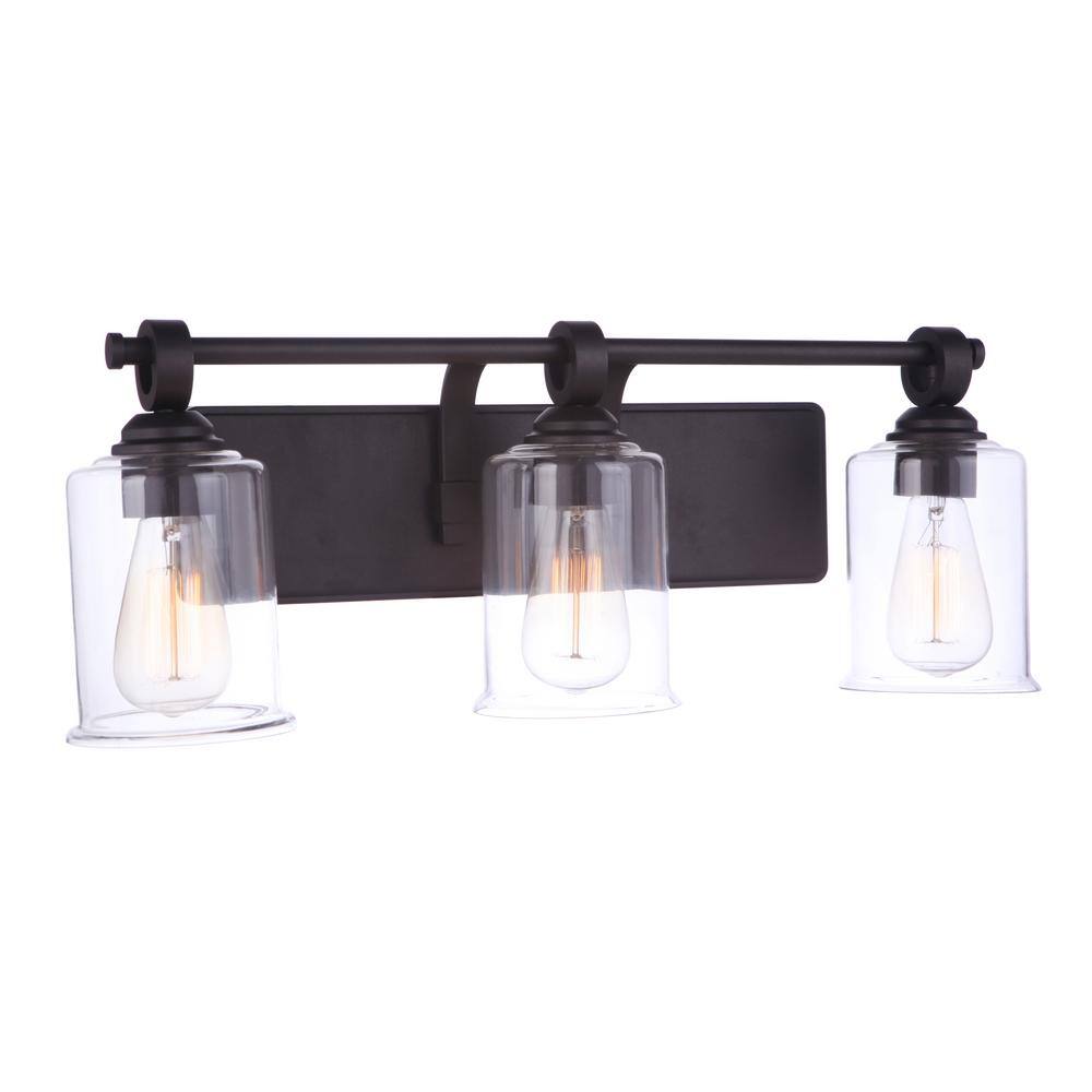 Espresso Nickel 3-Light Cylindrical Outdoor Vanity Fixture