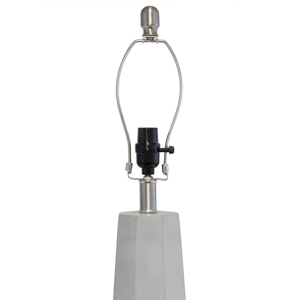 30.5" White Concrete Table Lamp with Drum Shade