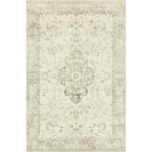 Rosette Ivory/Silver 2 ft. 2 in. x 3 ft. 8 in. Shabby-Chic Plush Cloud Pile Area Rug