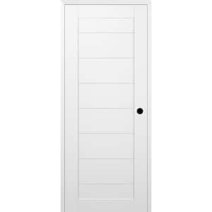 Ermi 18 in. x 84 in. Left-Hand Snow White Composite Solid Core Wood Single Prehung Interior Door