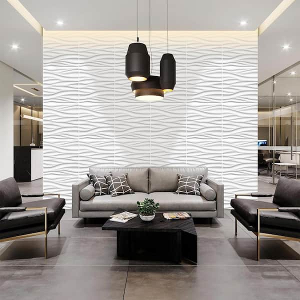 Afoxsos White Wave 3D Decorative Wall Panels for Interior Decor