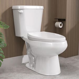2-Piece 1.28 GPF Toilets Single Flush Round Soft close Toilet in White Seat Included 12 Rough-in Bathroom Toilet