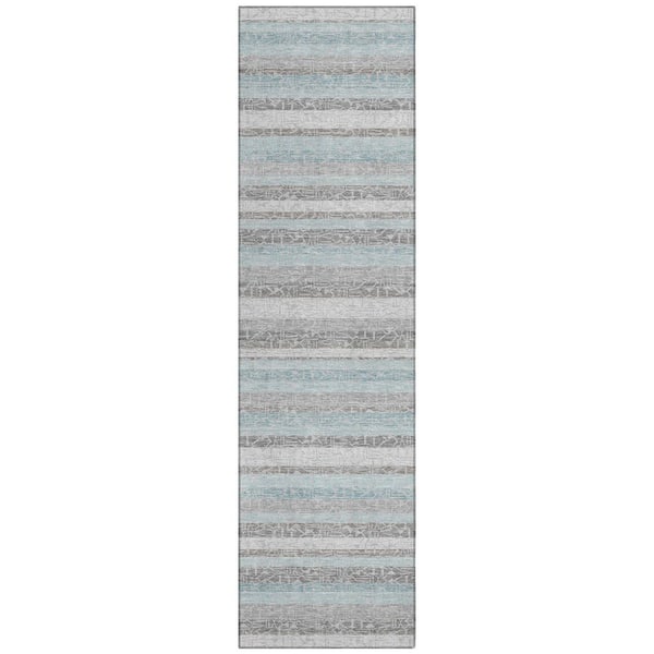 Chantille Machine Washable Indoor/Outdoor Abstract ACN2855 Silver 2 ft. x 7 ft. Runner Rug