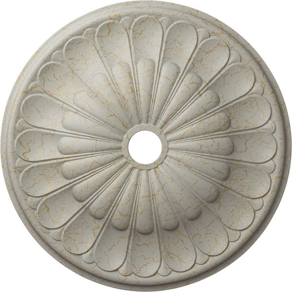 Ekena Millwork 1-7/8 in. x 31-5/8 in. x 31-5/8 in. Polyurethane Gorleen Ceiling Medallion, Pot of Cream Crackle