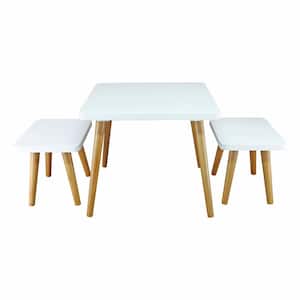 White and Maple 3-Piece Easel Kids Table and Chair Set