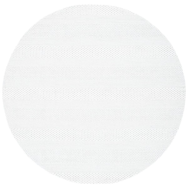 SAFAVIEH Marbella Ivory 7 ft. x 7 ft. Striped Solid Color Round Area Rug