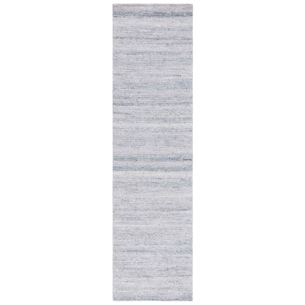 Mirage 2 ft. x 9 ft. Blue/Ivory Striped Marle Runner Rug