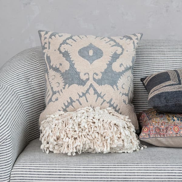 Blue and hot sale cream pillows