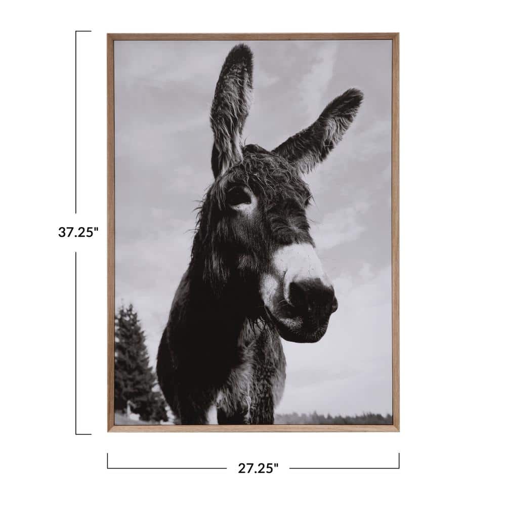 Framed Black and Gray Donkey Canvas Wall Art 37.25 in.
