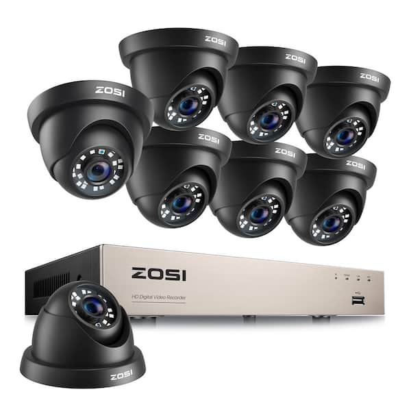 ZOSI 8 Channel Full HD 1080p Outdoor Security Camera System with 8 Wired Dome Cameras(No Hard Drive)