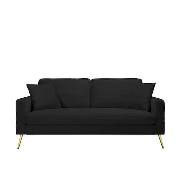 wetiny 72.4 in. W Square Arm Velvet Standard Straight With 2 Pillows Sofa in Gray