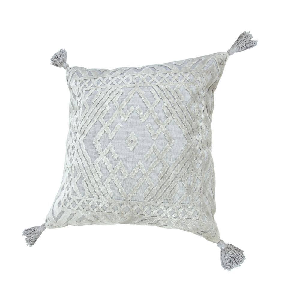 Silver Gray Textured Diamond 20" Square Throw Pillow Set