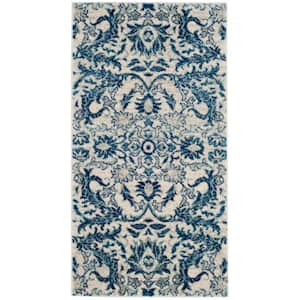 Evoke Ivory/Blue Doormat 2 ft. x 4 ft. Floral Area Rug
