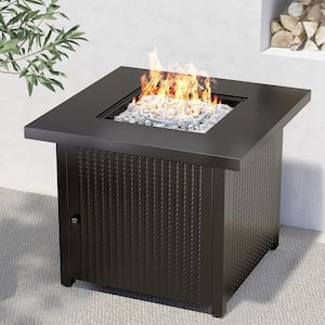 28 in. Rectangle Metal 50000 BTU Outdoor Propane Gas Fire Pit Table with Cover Lid for Patio, Deck, Yard