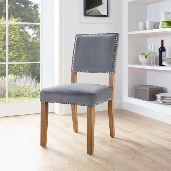 MODWAY Oblige Gray Upholstered Fabric Wood Dining Chair