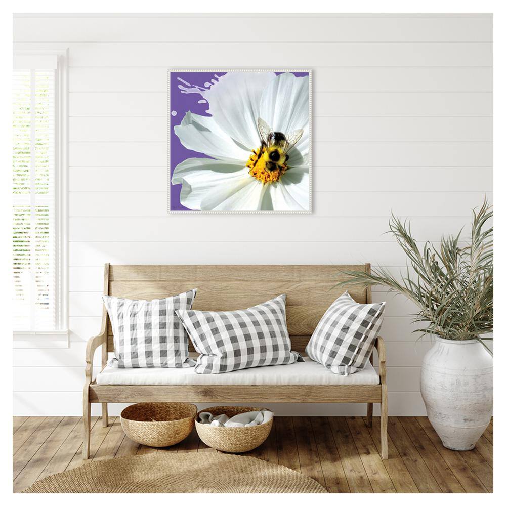 Flower Pop IV White Floater Frame Canvas Wall Art