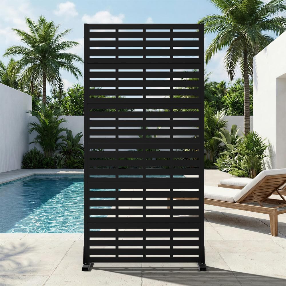 35 in. W x 72 in. H Black Galvanized Metal Louvered Outdoor Patio Divider Screen (1-Pack) price history on PriceWatchPro