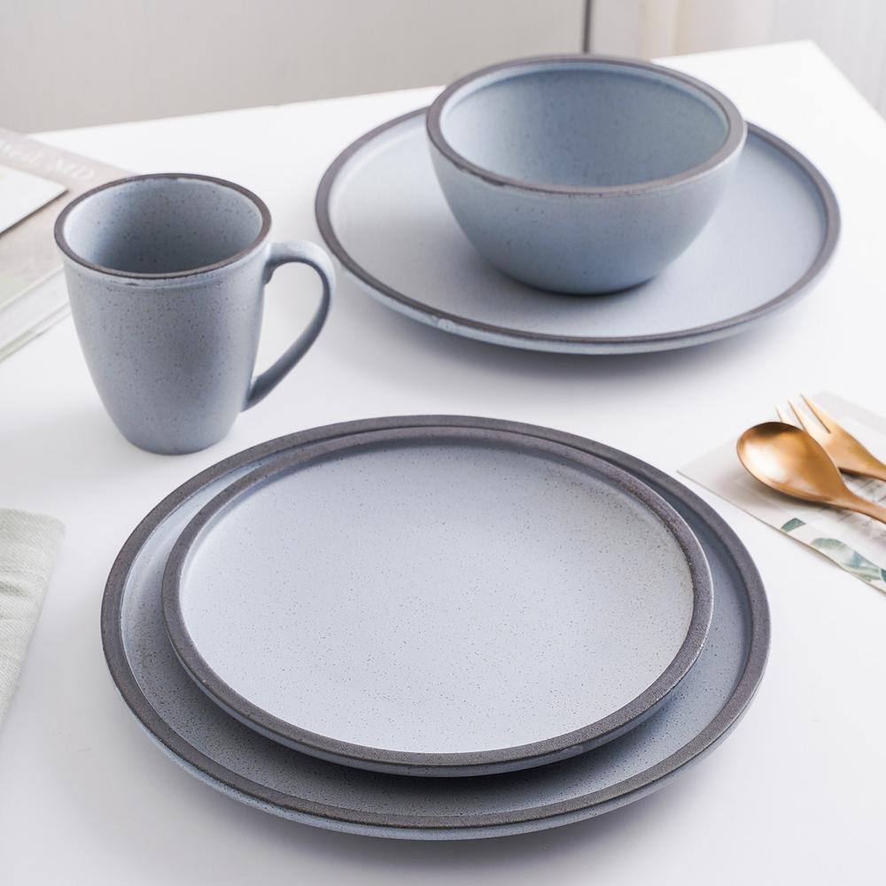 Tina 32-Piece Blue and Grey Ceramic Dinnerware Set, Service for 8
