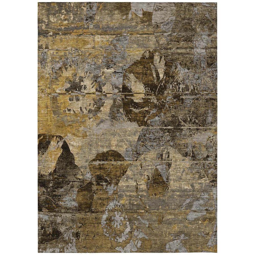 Brown Terracotta and Gray 5 ft. x 8 ft. Woven Floral Rectangle Indoor/Outdoor Area Rug price history on PriceWatchPro