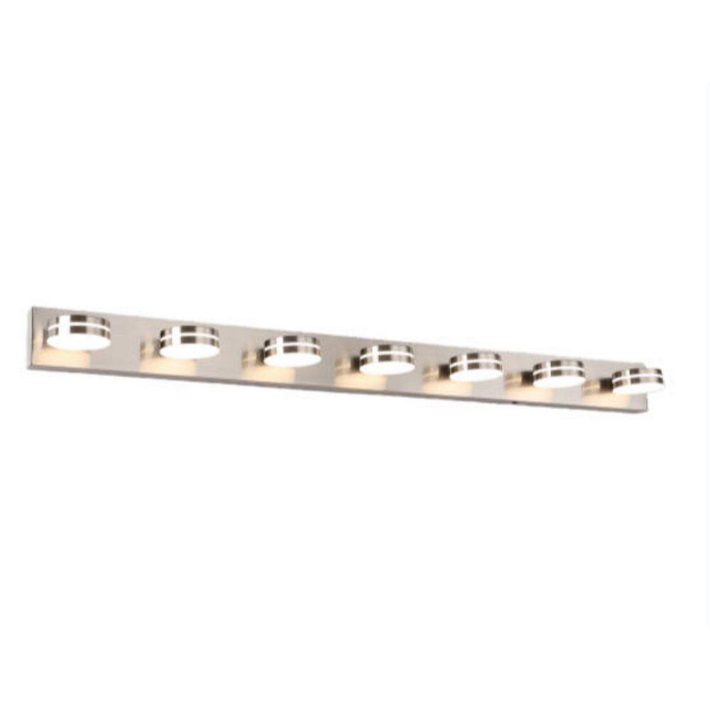 55.12 in. 7 Light Nickel Bathroom Dimmable LED Vanity Light with 5-CCT Adjustable Switch and Acrylic Lampshade price history on PriceWatchPro
