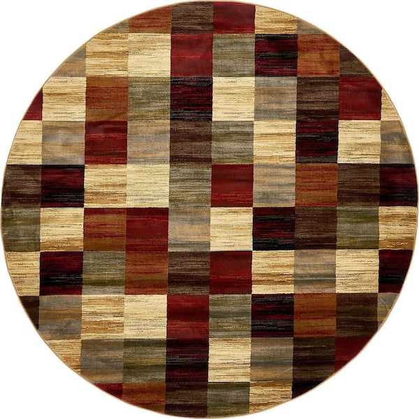 Unique Loom Barista Kent Multi 8' 0 x 8' 0 Round Rug