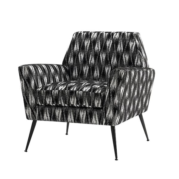 JAYDEN CREATION Anton Ikat Mid-century Modern Armchair with Sleek Metal Legs