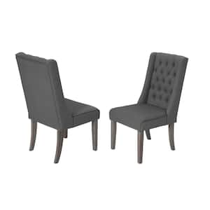 Israel 2pc Rustic Gray Linen Fabric Chairs