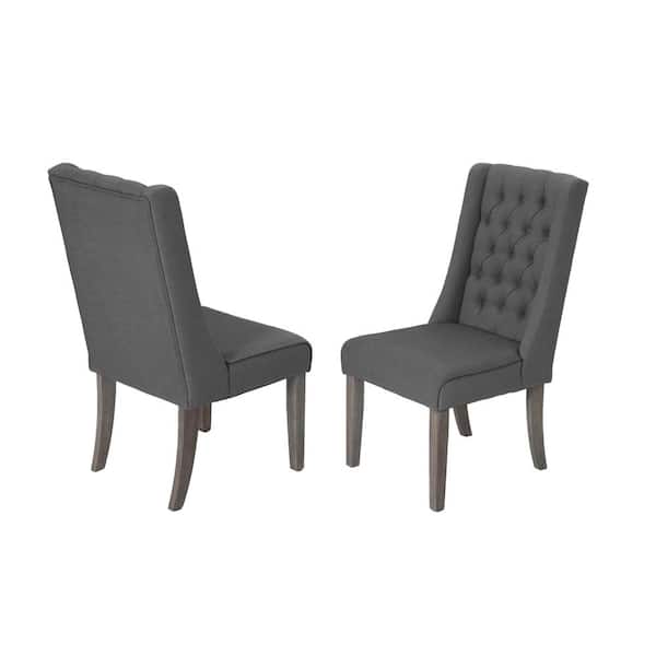 Best Quality Furniture Israel 2pc Rustic Gray Linen Fabric Chairs