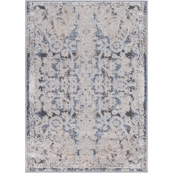 Unique Loom Portland Albany Beige/Navy Blue 2 ft. 2 in. x 3 ft. Area Rug