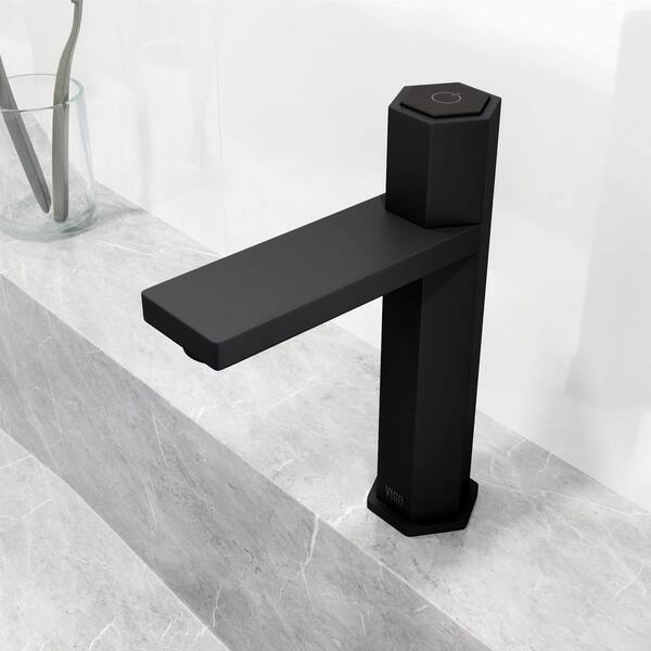 VIGO Nova Button Operated Single-Hole Bathroom Faucet in Matte