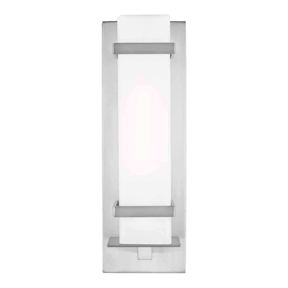 Satin Aluminum LED Sconce with Etched Opal Glass Shade