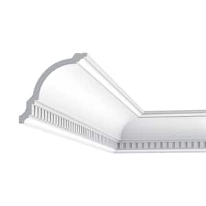 4-5/8 in. x 4-5/8 in. x 78-3/4 in. Dentil Primed White High Impact Polystyrene Crown Moulding (2-Pack)