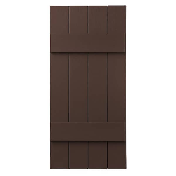 Ply Gem 15 in. x 35 in. Polypropylene 4 Board Closed Board and Batten Shutter Pair in Terra Brown