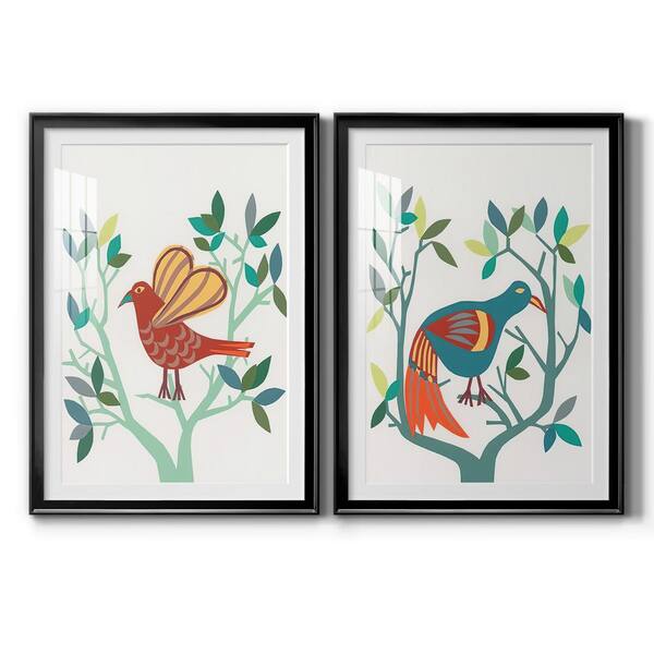 Wexford Home Whitty Bird III By Wexford Homes 2-Pieces Framed Abstract Paper Art Print 22.5 in. x 30.5 in.