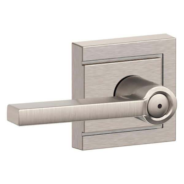 Schlage Latitude Satin Nickel Privacy Bed/Bath Door Handle with Upland Trim