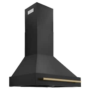 Autograph Edition 30 in. 400 CFM Convertible Vent Wall Mount Range Hood in Black Stainless Steel & Champagne Bronze