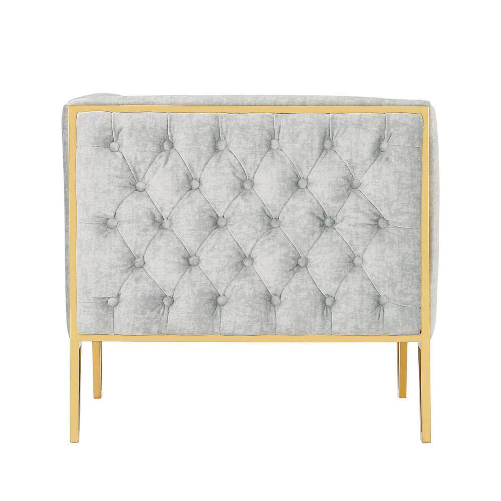 Gray Velvet and Gold 3-Piece Sofa and Armchair Set