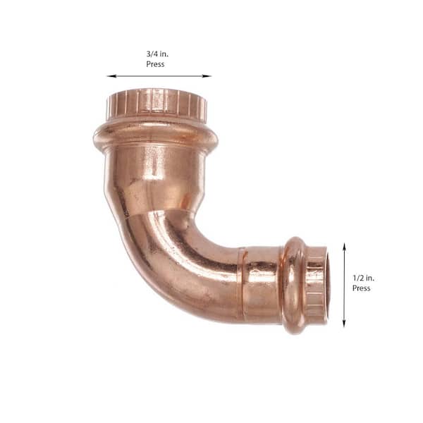 ProPress 3/4 in. x 1/2 in. Press Copper 90-Degree Reducing Elbow (15-Pack)
