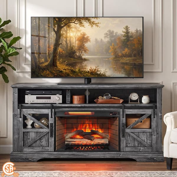 ToolCat 60 in. Freestanding Electric Fireplace TV Stand with 26 in