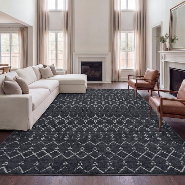 JONATHAN Y Leila Moroccan Diamond Trellis Machine-Washable Dark